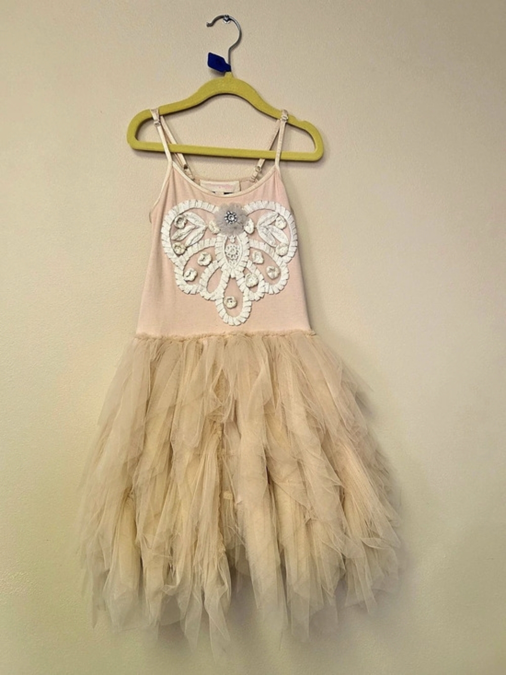 Tutu DuMonde Girls Tulle Embellished Formal Dress in Peach Size 8